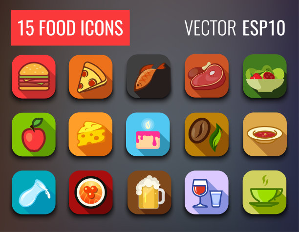 食物图标设置为菜单的咖啡馆和餐厅。图片下载