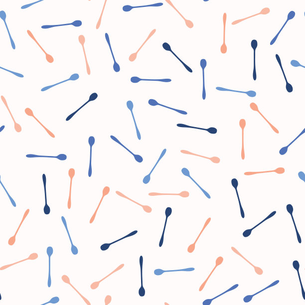 勺子剪影矢量餐具蓝色和橙色图片下载