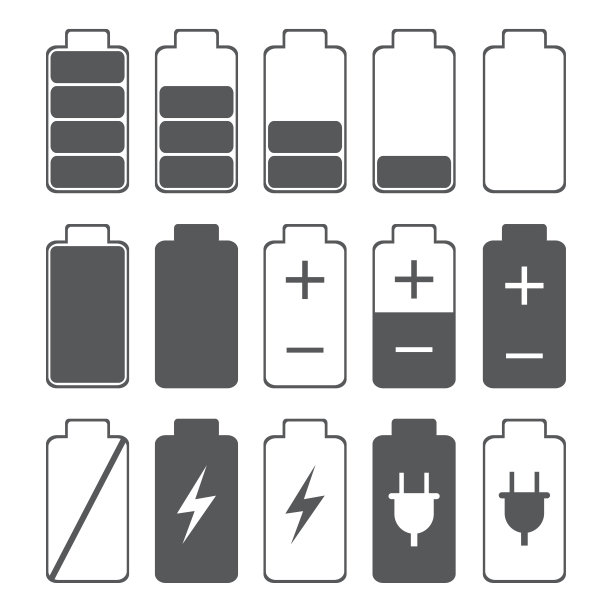 电池指示灯图标，孤立在白色背景上图片下载
