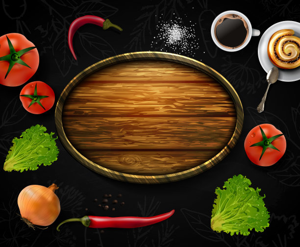 现实向量蔬菜与概念标志的有机商店在黑色的背景图片下载