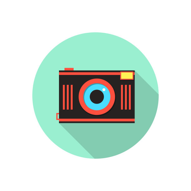 绿色圆圈内是红色和棕色的相机图片下载