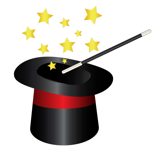 向量魔术帽圆柱体与魔杖图片下载