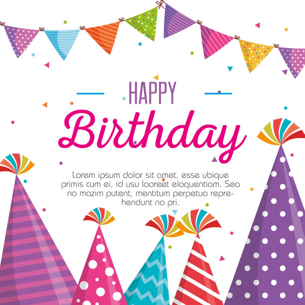 生日贺卡和派对帽图片下载