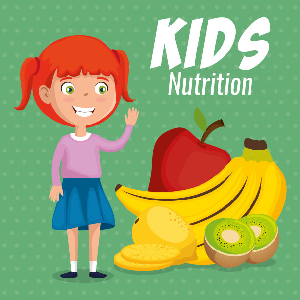 快乐女孩与营养食物图片下载