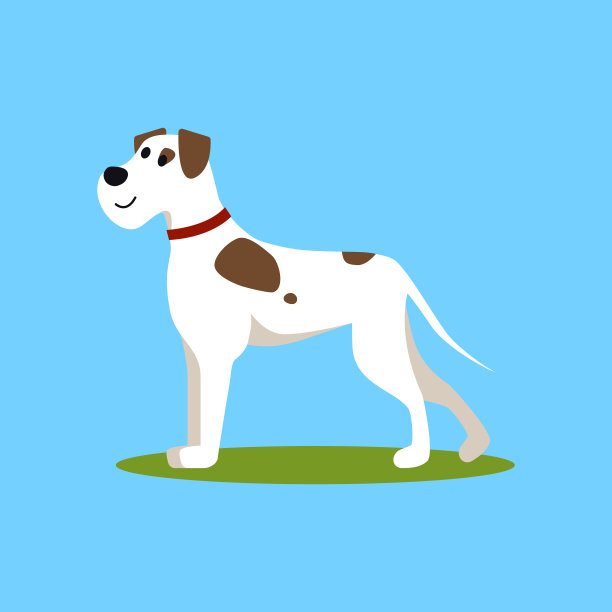 卡通色彩有趣的小狗在绿色的草地上。向量图片下载