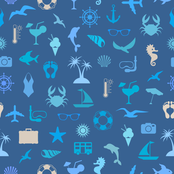 无缝图案与暑假符号图片下载