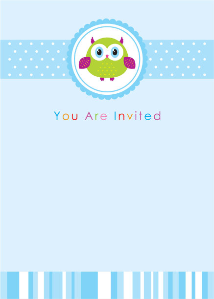 可爱的猫头鹰宝宝降生通知卡图片下载