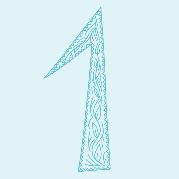 可爱的1号。花的字母One与复古装饰图片下载