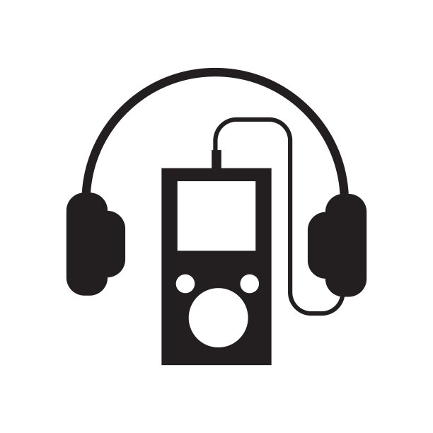 Mp3播放器与耳机图标向量符号和符号隔离在白色背景，Mp3播放器与耳机标志的概念图片下载