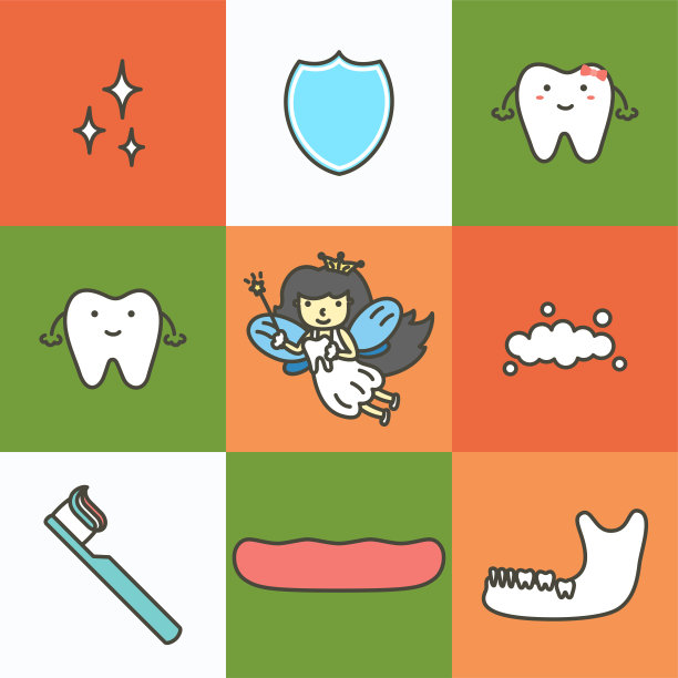 一套牙科护理，元素为牙齿的概念图片下载