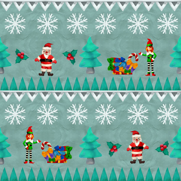 3D渲染斯堪的纳维亚圣诞复古提花无缝边框图片下载