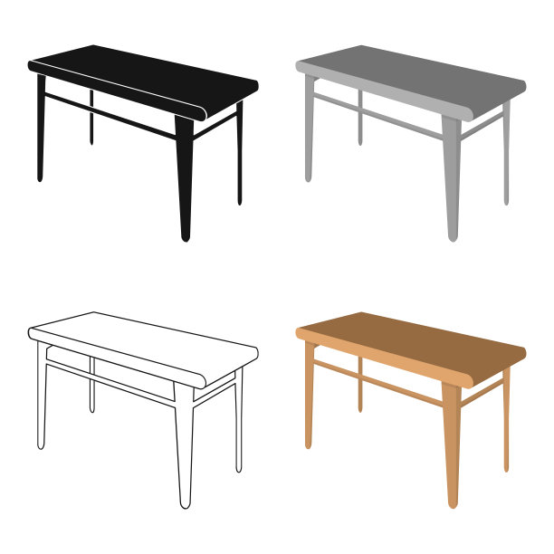 木制的餐桌。家具和室内单一图标在卡通风格等距矢量符号股票插图web。图片下载