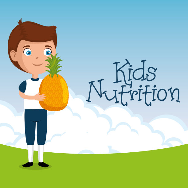 快乐的男孩与营养食物图片下载