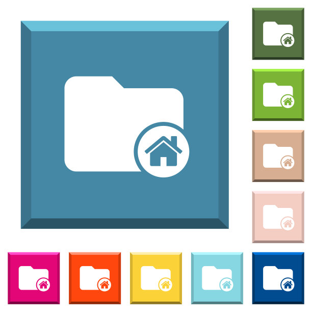 带边的方形按钮上的主目录白色图标图片下载