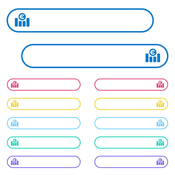 欧元金融图形图标在圆角颜色菜单按钮图片下载