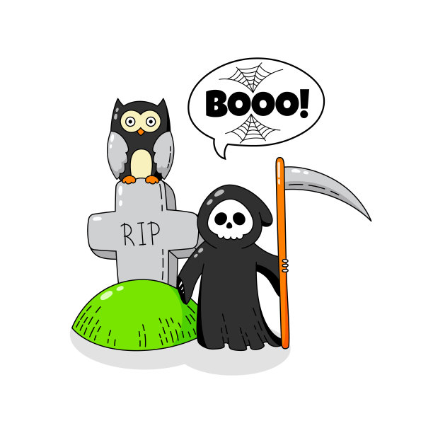 卡通涂鸦的名片。万圣节快乐。背景、壁纸、模板图片下载