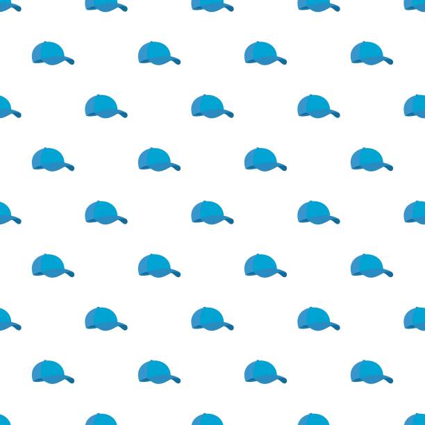 蓝色棒球帽图案无缝图片下载