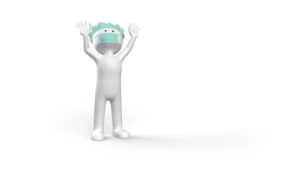 3D渲染的白色stickman与外科医生的帽子图片下载