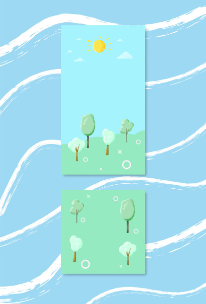 一套夏天的故事和张贴模板。矢量插图。图片下载