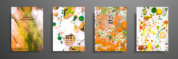手绘卡片收集由丙烯酸自制纹理。液体彩色纹理。流体艺术。抽象画模板。设计横幅，海报，封面，邀请，海报，小册子，传单图片下载