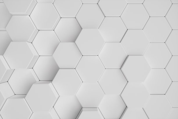 3D插图白色几何六角形抽象背景。表面六边形图案，六边形蜂窝。图片下载