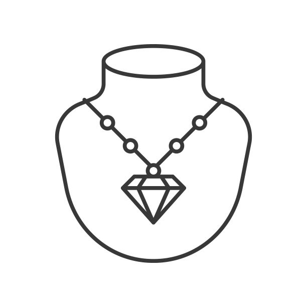 钻石项链与吊坠，珠宝相关，轮廓图标图片下载