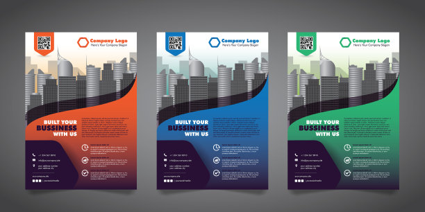 公司商务传单设计模板与3个不同的选项。矢量插图。图片下载