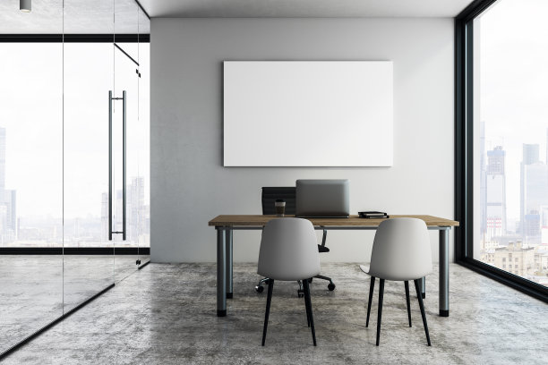 带有横幅的现代办公室内饰图片下载