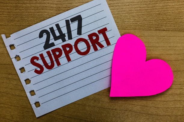 概念手写显示24 7支持。商务照片展示全天候服务协助无停机时间笔记本纸浪漫的想法心的感觉木制桌子。图片下载