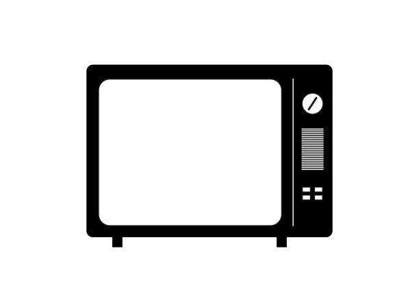 电视矢量图。平面向量风格。黑色电视图标，符号孤立在白色背景，表面图片下载