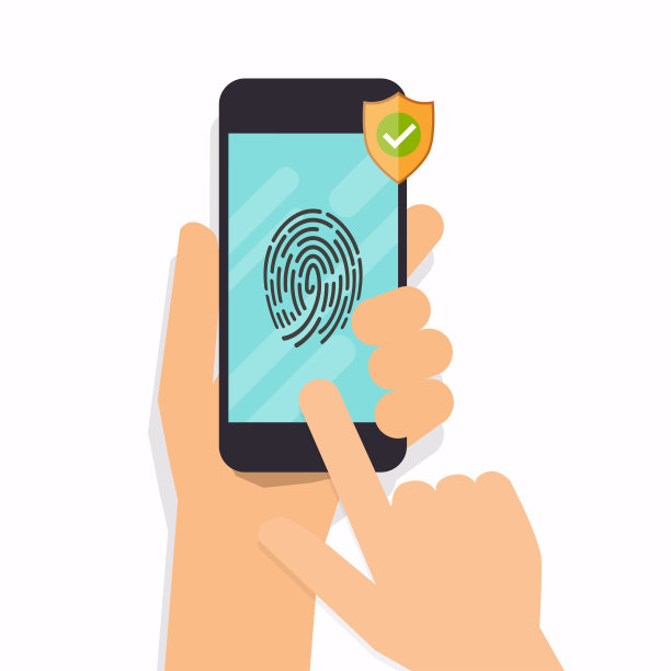 智能手机指纹安全访问。平面设计现代矢量插图概念。图片下载