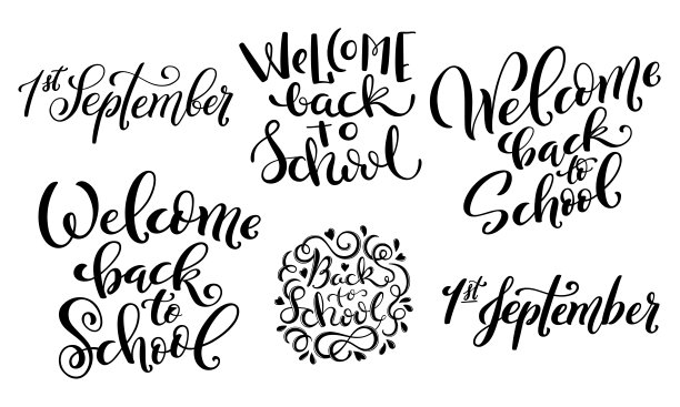 欢迎回到学校手绘矢量字体图片下载