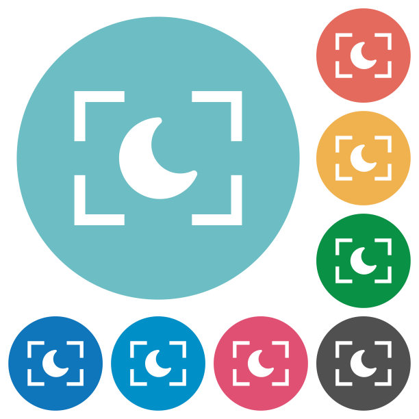 夜间模式下的平面圆形图标图片下载