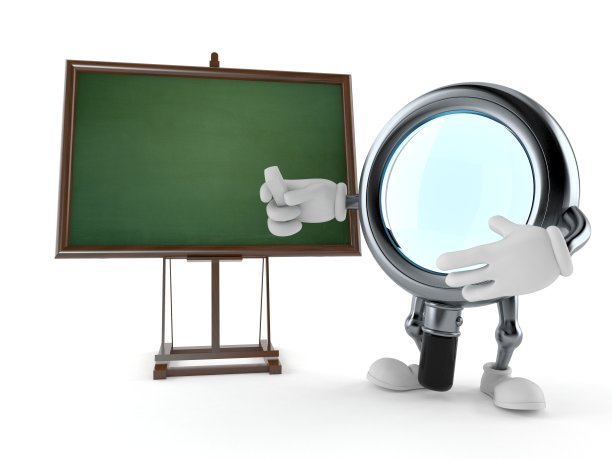 放大镜字符与空白黑板图片下载