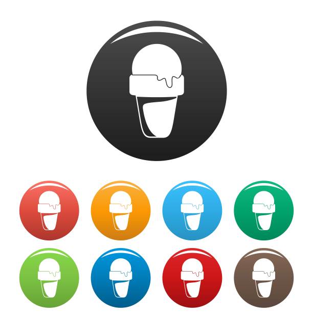 冰淇淋夏季图标设置颜色向量图片下载