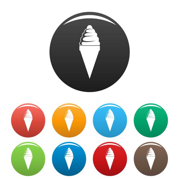 冰淇淋图标设置颜色向量图片下载