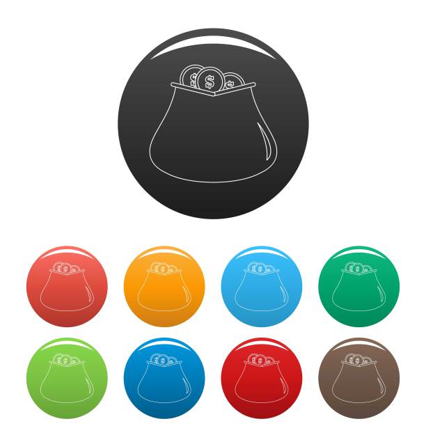 钱袋图标设置颜色向量图片下载