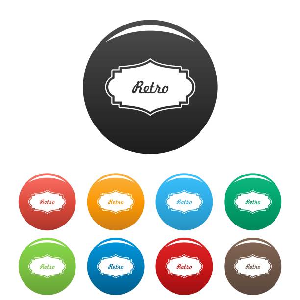 复古标签图标设置颜色向量图片下载