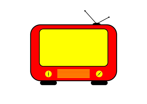 红色复古电视矢量图与黄色屏幕。平面向量风格。电视图标，符号孤立在白色背景，表面图片下载