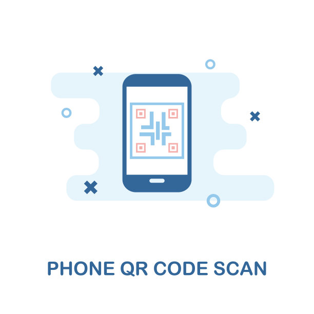 手机二维码扫描图标。简单元素说明。手机二维码扫描像素完美图标设计从手机收集。用于网页设计，应用程序，软件，打印。图片下载