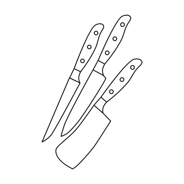 厨房刀图标在轮廓风格孤立的白色背景。厨房符号股票矢量插图。图片下载