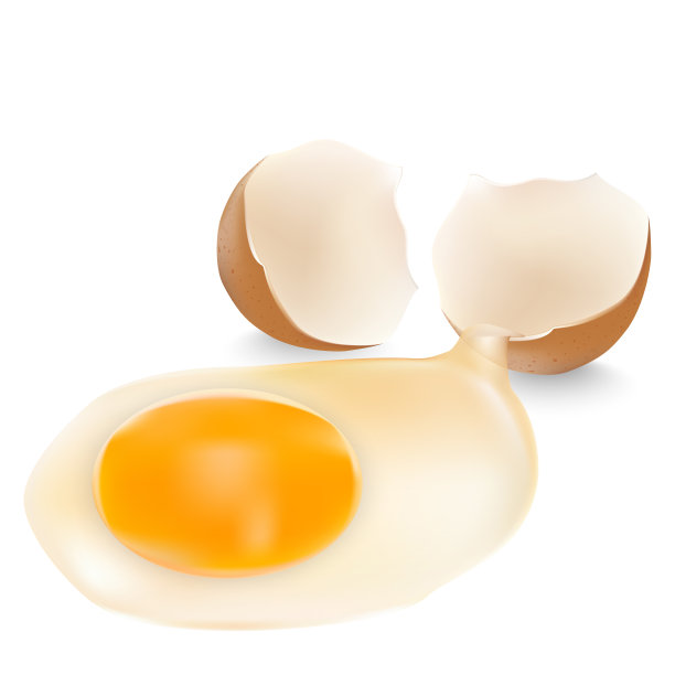 黄色的蛋黄奶油，蛋黄和蛋白在里面。有许多不同的尺寸。在白色的背景下图片下载