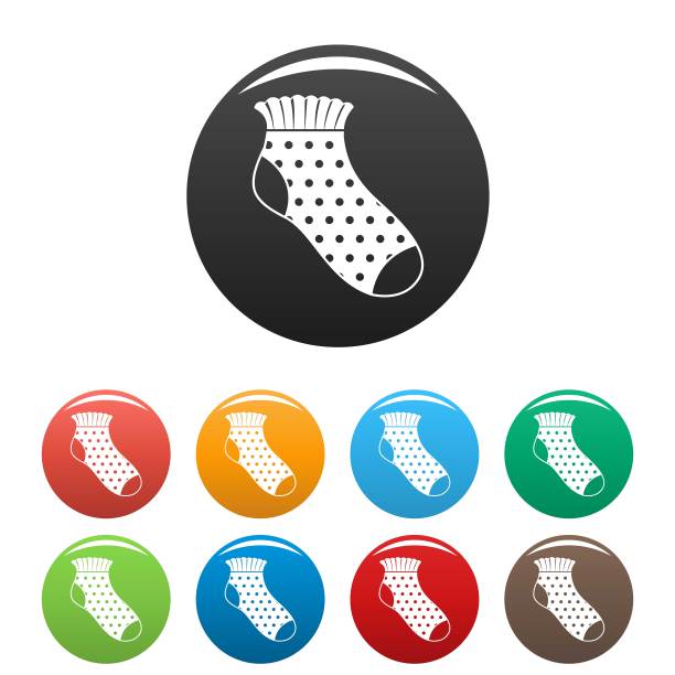 女孩袜子图标设置颜色向量图片下载