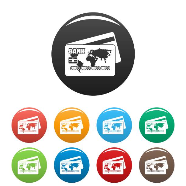 信用卡图标设置颜色向量图片下载