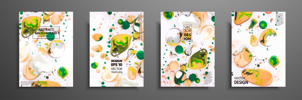 手绘卡片收集由丙烯酸自制纹理。液体彩色纹理。流体艺术。抽象画模板。设计横幅，海报，封面，邀请，海报，小册子，传单图片下载