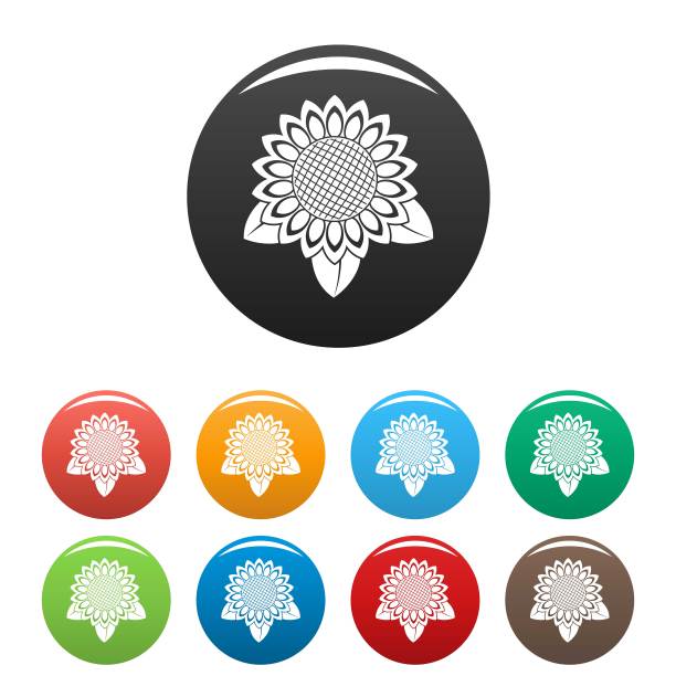 向日葵叶图标设置颜色向量图片下载