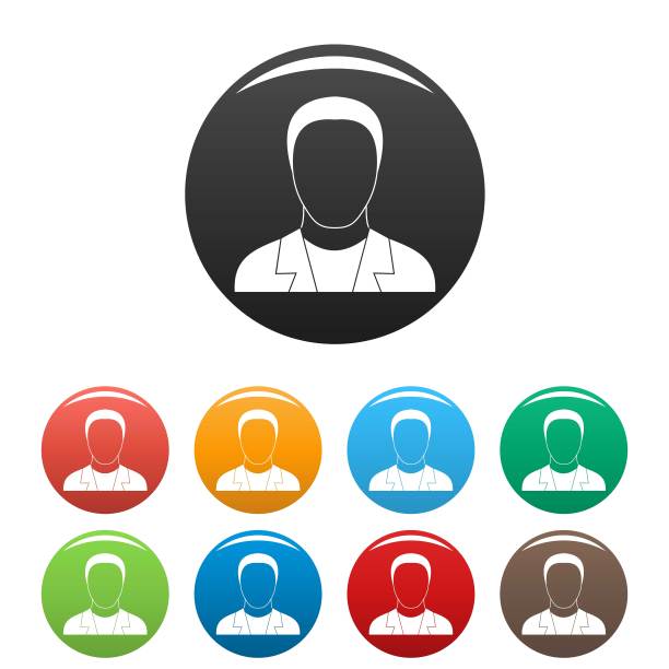 男人头像图标设置颜色向量图片下载
