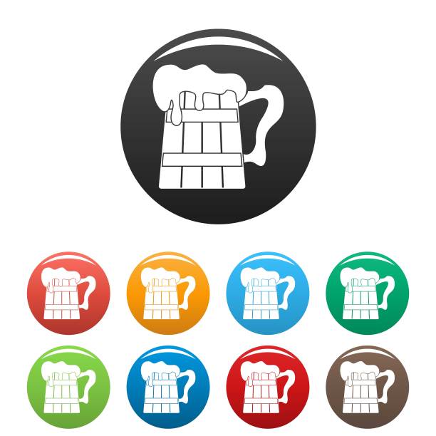 大啤酒杯图标设置颜色向量图片下载