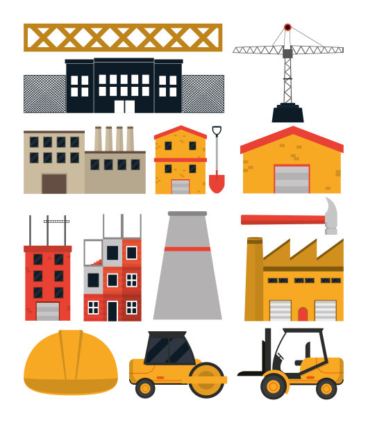 一组建筑图标图片下载