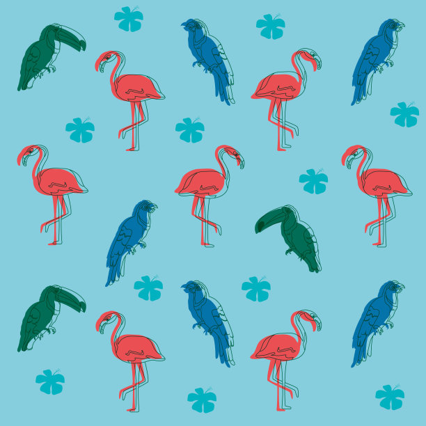 珍奇鸟类图案背景图片下载